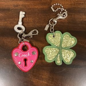 Coach heart & shamrock key fob set, bag charms